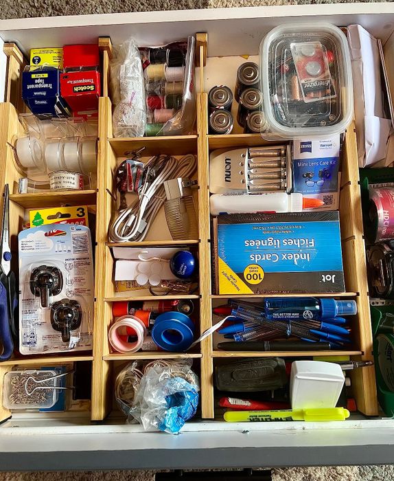 A reviewer’s photo of the same drawer now neatly organized with the dividers