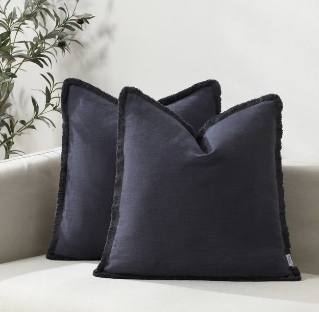 Decorative pillows arranged on a couch
