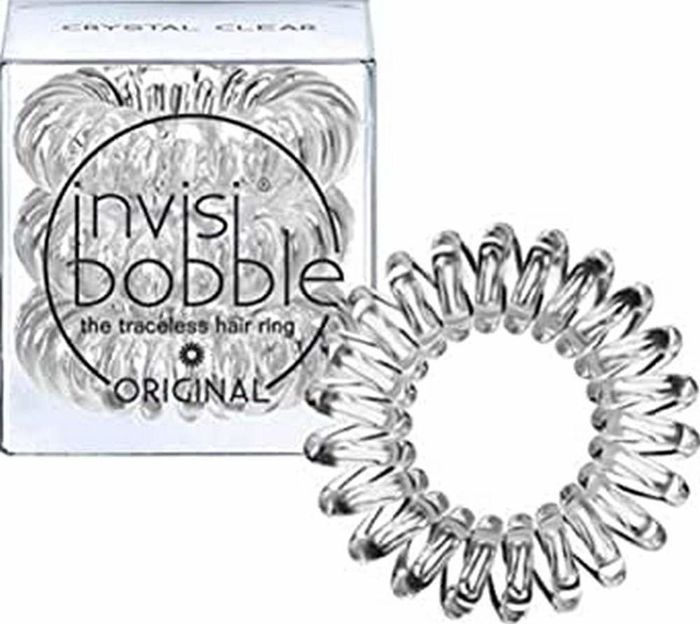 Transparent coiled hair tie and its packaging