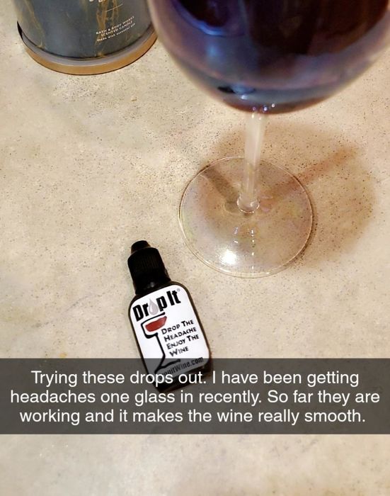 A reviewer shared a photo of the wine drops beside a wineglass, with the caption: 