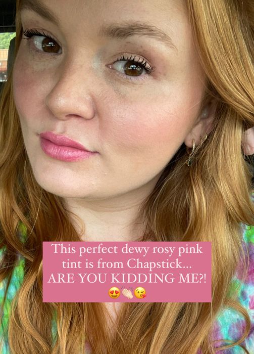 writer wearing the balm in Rose Petal