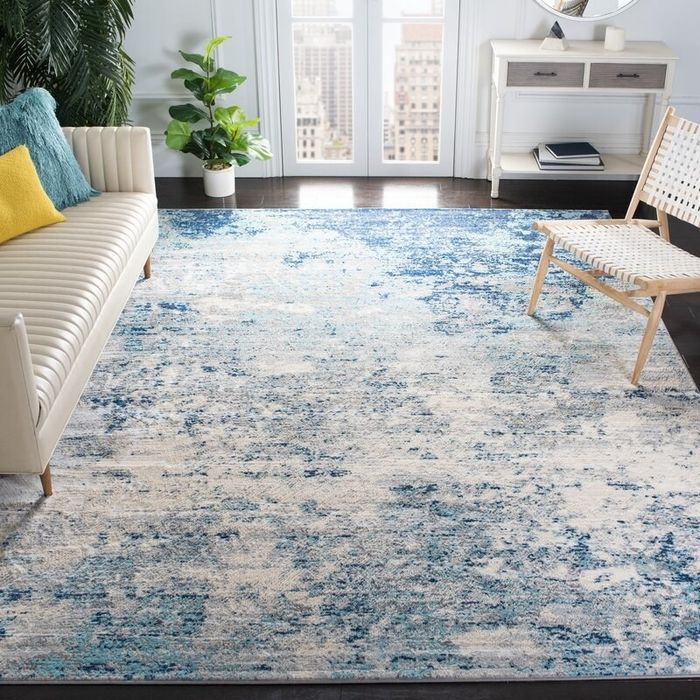 the blue and white rug