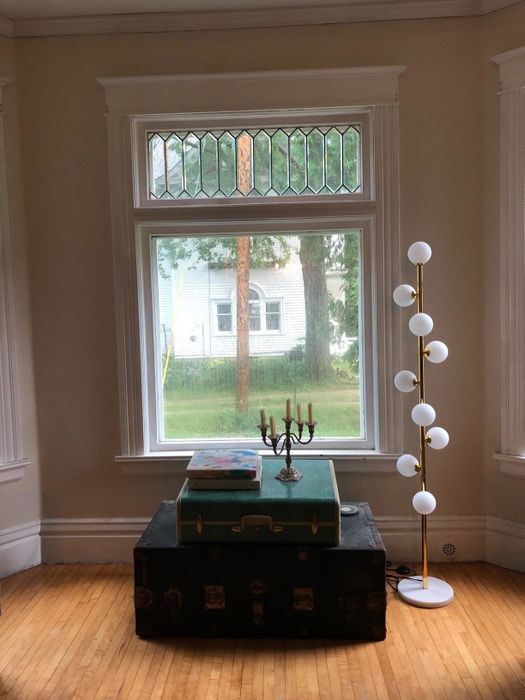 The reviewer's floor lamp, shown in the off position