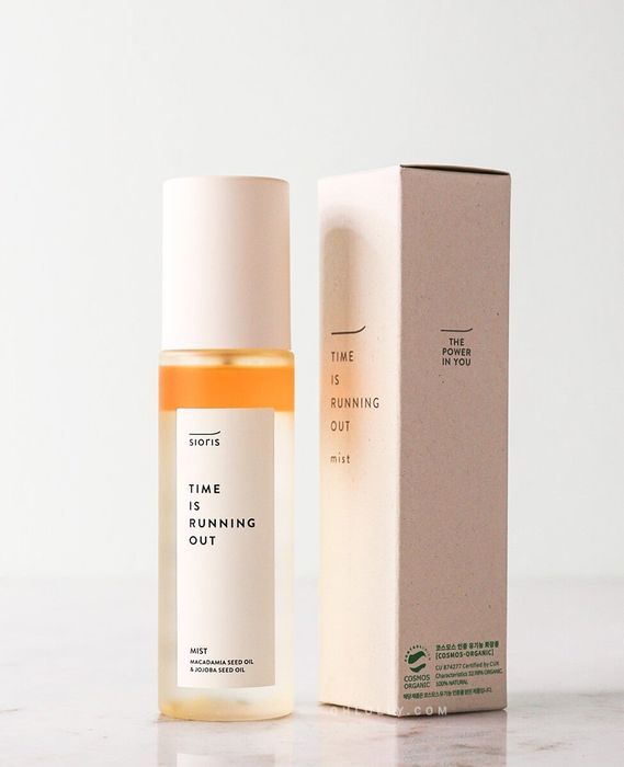 The Sioris facial mist bottle and its packaging, clearly labeled.