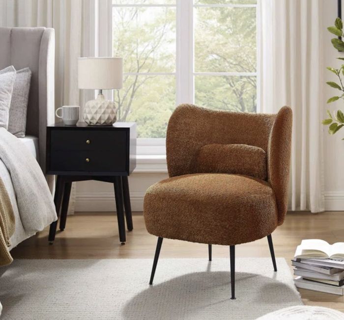 A brown accent chair