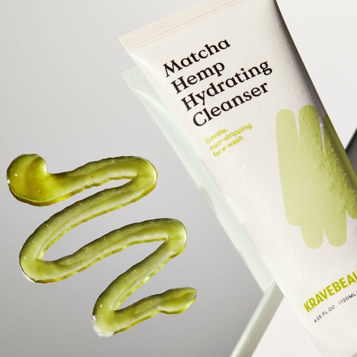 A swatch of Krave Beauty's Matcha Hemp Hydrating Cleanser.