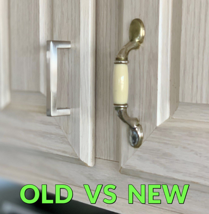 reviewer photo showing a new silver handle alongside the old one with the text 'old vs new'