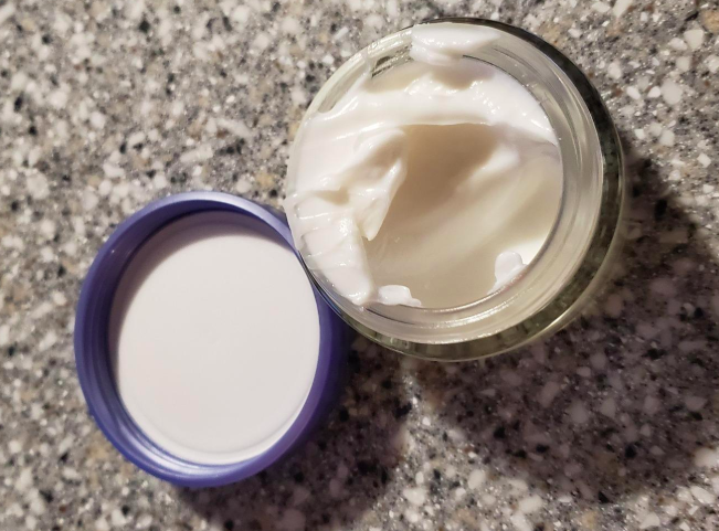 A reviewer’s photo showcasing their moisturizer