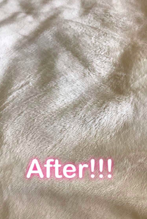 The same reviewer's picture showing the blanket after the red wine stain has been completely removed