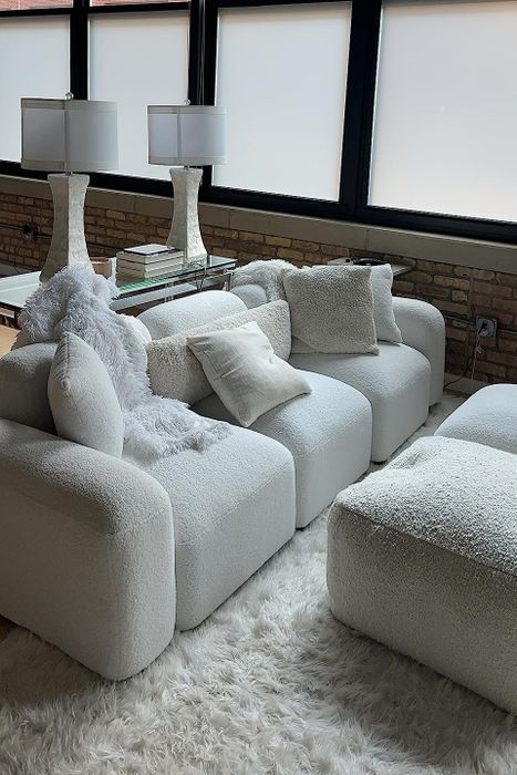 a customer’s photo showcasing the white sofa