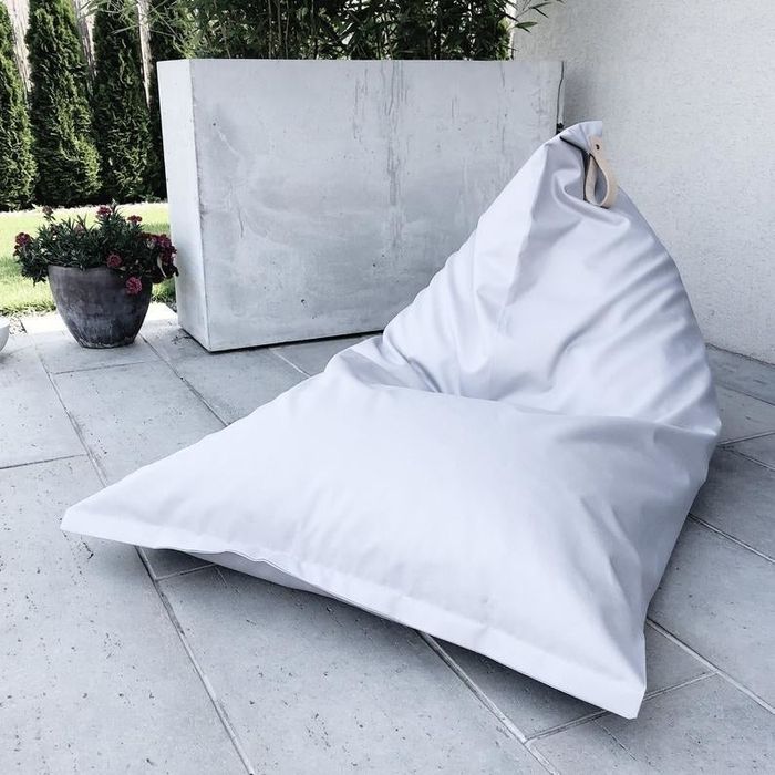 A white beanbag chair.