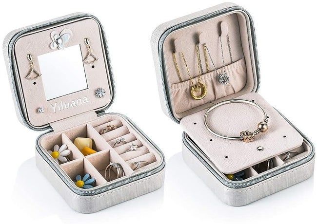 Open jewelry organizer with compartments