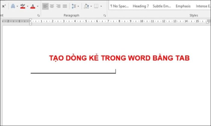 Sử dụng phím Tab để tạo dòng kẻ ngang