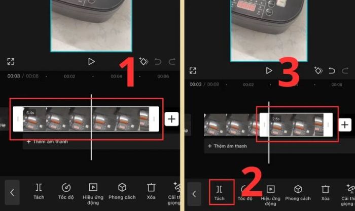 Sau đó, bạn nhấn Xóa những phần không cần thiết trong video.