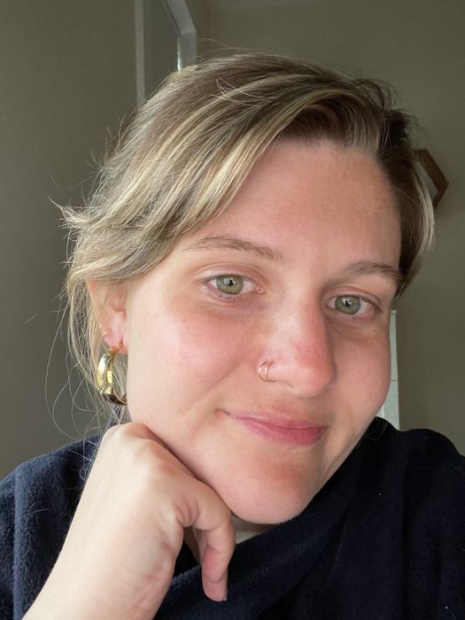 A Mytour editor is sporting the gold hoop earrings.