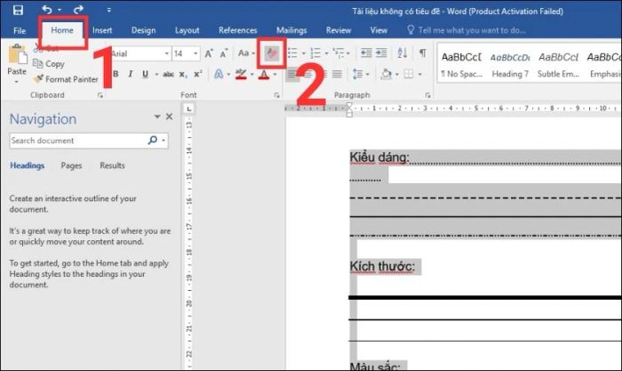 Loại bỏ các đường kẻ bằng lệnh Clear All Formatting
