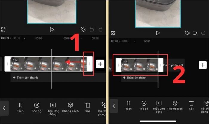 Giữ và kéo vạch trắng đến đoạn video bạn muốn giữ lại