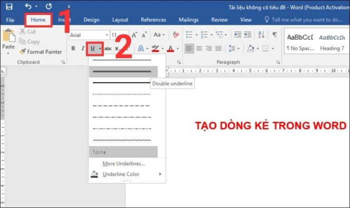 Hướng dẫn tạo nhiều dòng kẻ ngang trong Word với Tab