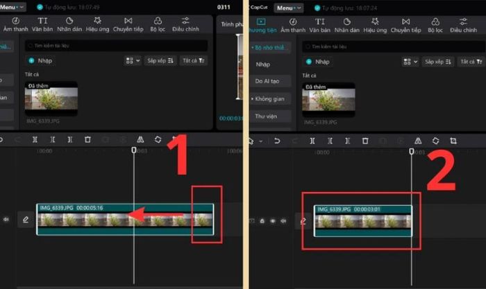 Giữ phần cuối video và kéo về phía trước để cắt ngắn video.