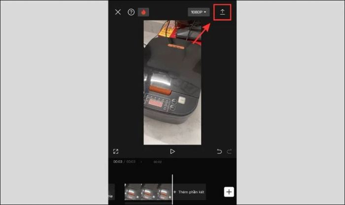 Nhấn vào biểu tượng mũi tên để xuất video