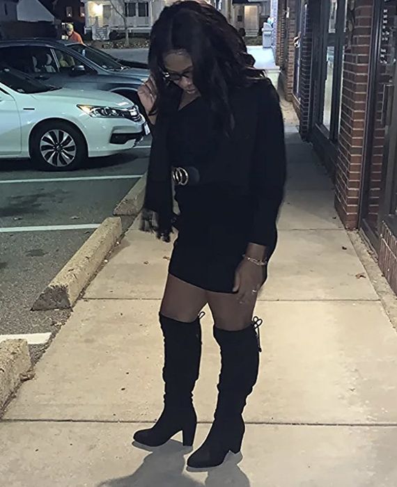 Reviewer wearing the boots