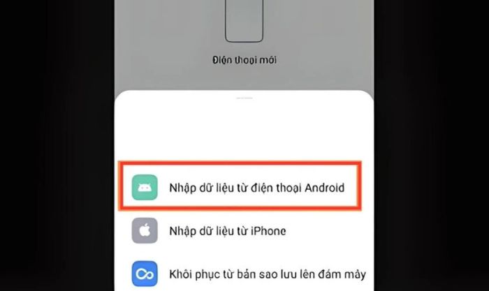 Giao diện quá trình nhập dữ liệu vào điện thoại OPPO