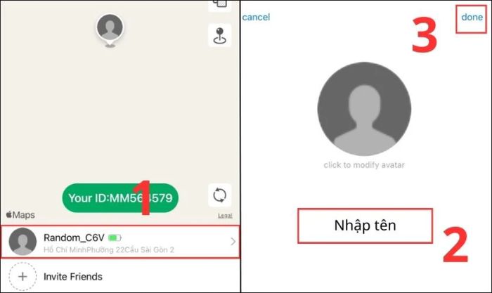 Bạn có thể thay đổi ảnh đại diện và tên của mình, sau đó nhấn done để hoàn tất.