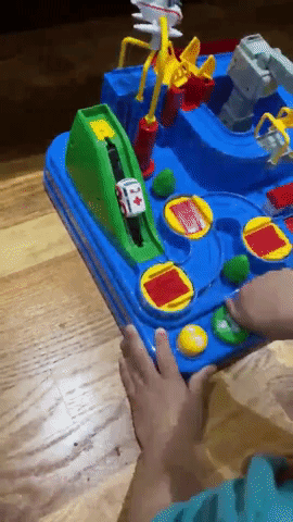 A reviewer's video showcasing the car race track in action