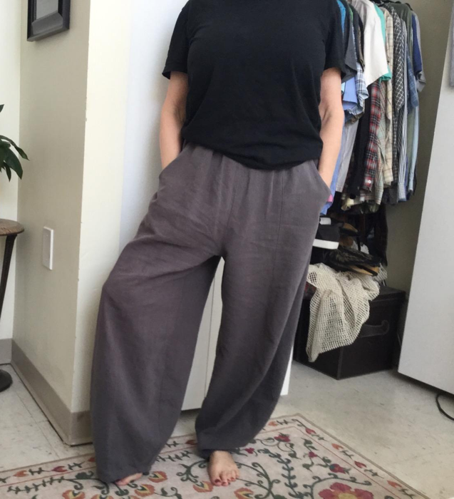 Reviewer photo featuring gray pants