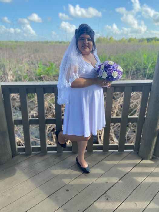 a reviewer wearing the dress