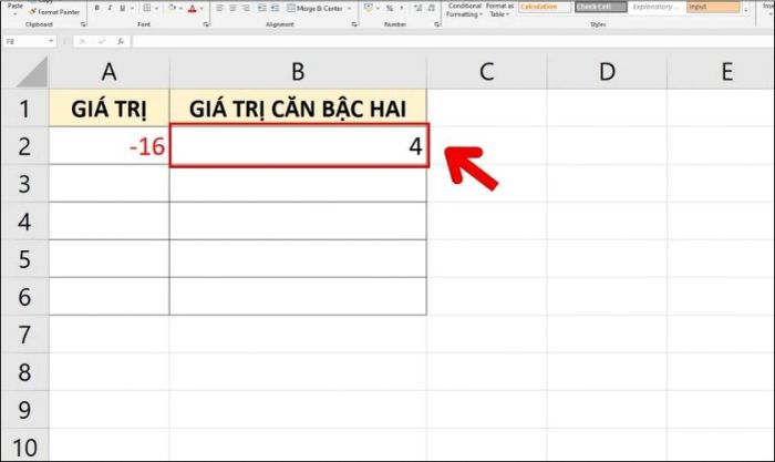 Cách sử dụng công thức SQRT để tính căn bậc hai trong Excel