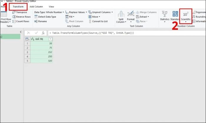 Chọn cột chứa các giá trị cần tính toán trong bảng Excel