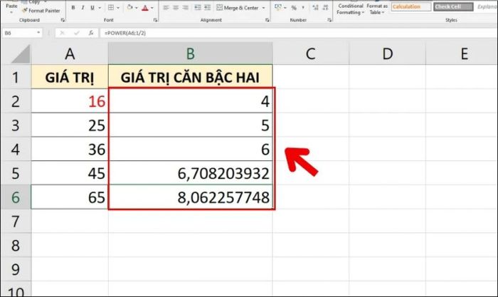 Cách tính căn bậc 2 và căn bậc 3 bằng hàm Power