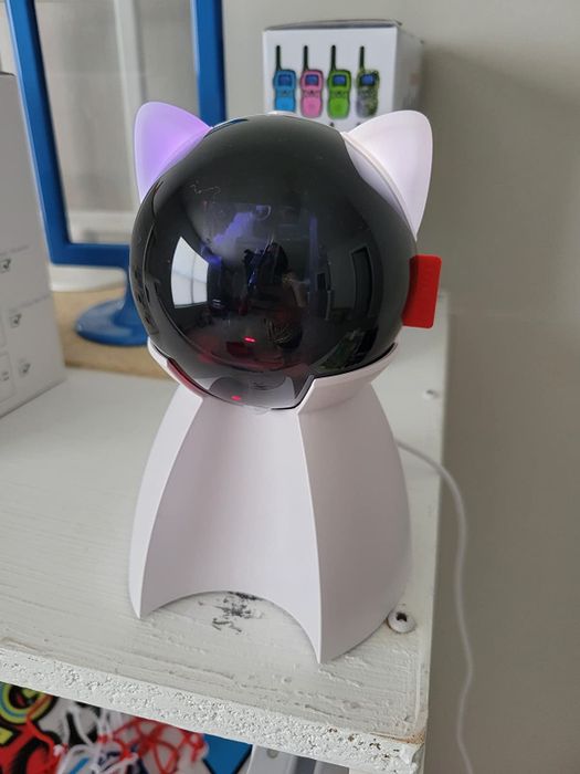 A reviewer's cat playing with the laser toy