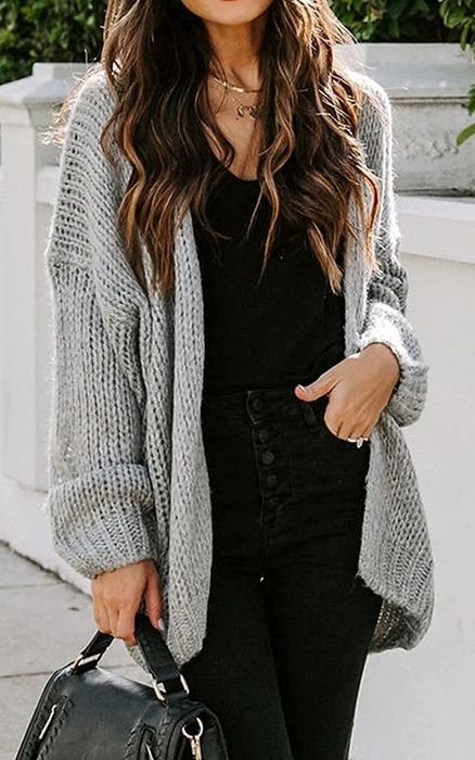 Model wearing the sweater.