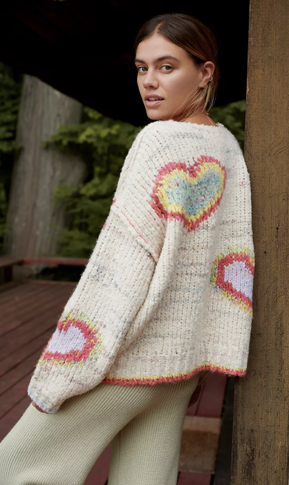 Model showing the back of the cardigan
