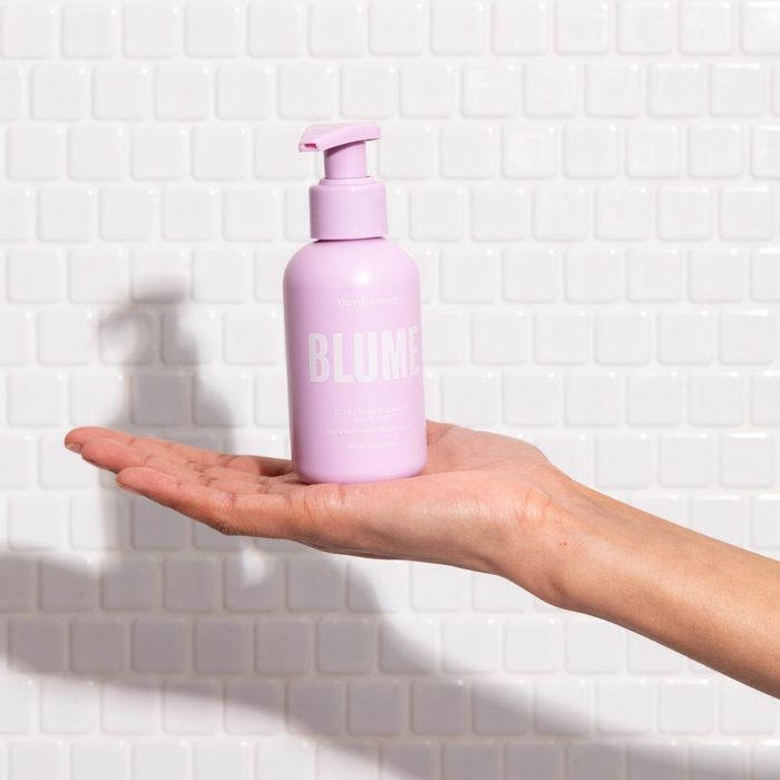A pink bottle of Blume cleanser