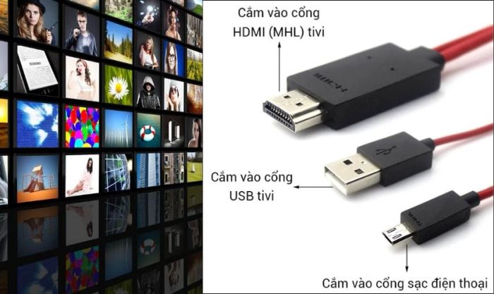 Kết nối điện thoại với tivi qua cáp MHL