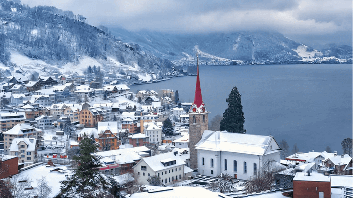 The Calm Winter at Lake Lucerne, Switzerland