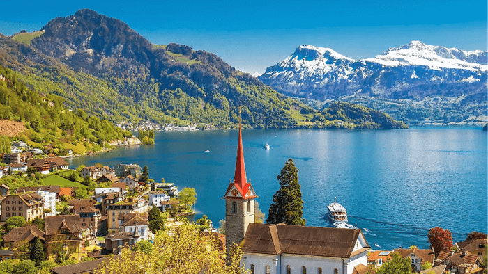 Lake Lucerne in Switzerland is a picturesque beauty, resembling a painting