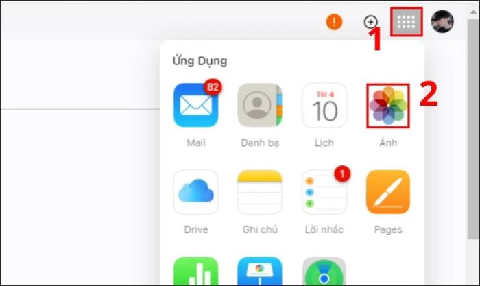 Mở mục Ảnh để chọn hình bạn muốn chuyển lên