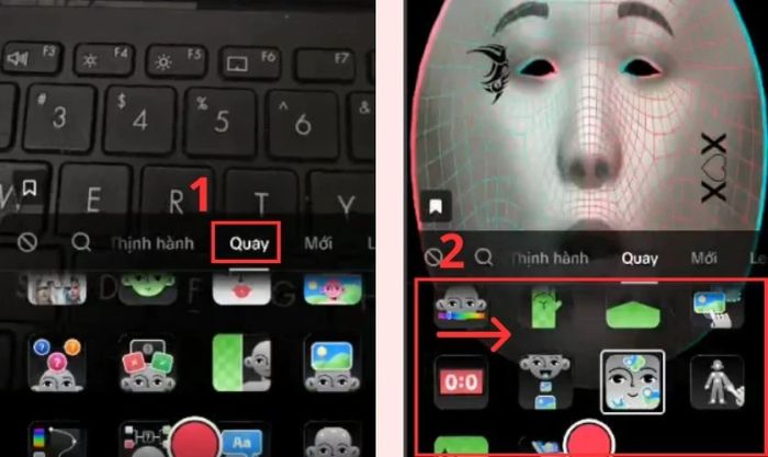 Chọn Effect và tìm bất kỳ filter nào trong mục Quay/Create