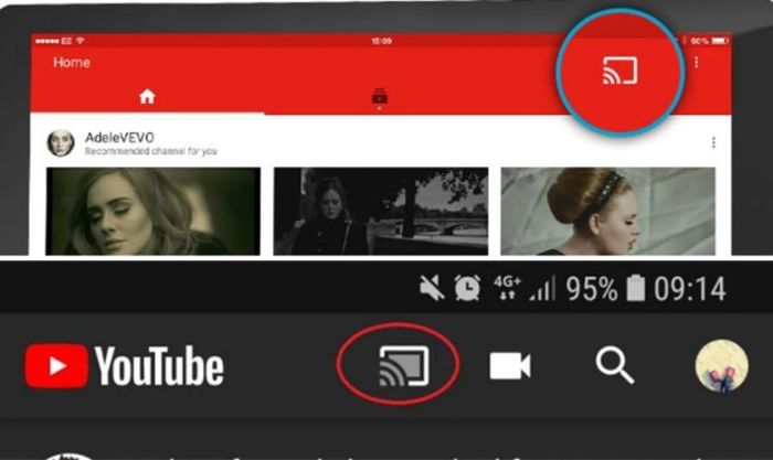 Kết nối điện thoại với tivi qua nền tảng giải trí Youtube