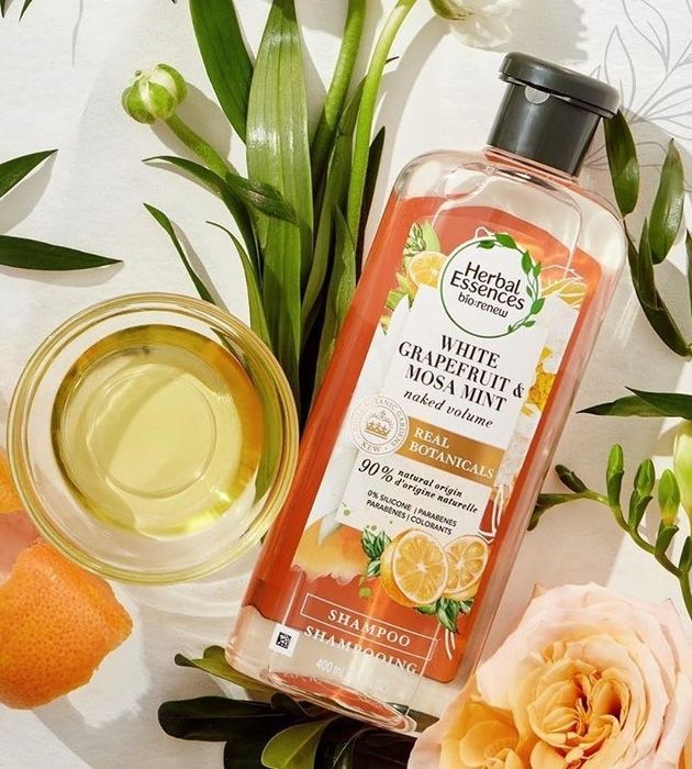 The Herbal Essence shampoo bottle