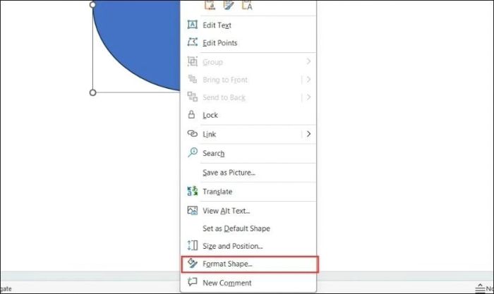 Nhấn chuột phải vào hình và chọn mục Format Shape