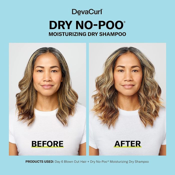 Before: flat hair. After: hair with added volume.
