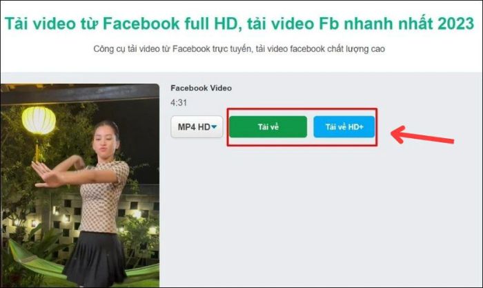 Chọn tùy chọn Tải về hoặc Tải về HD+ theo nhu cầu của bạn.