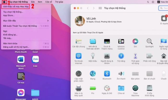 Nhấn vào biểu tượng Apple ở góc trái màn hình và chọn Tùy chọn hệ thống