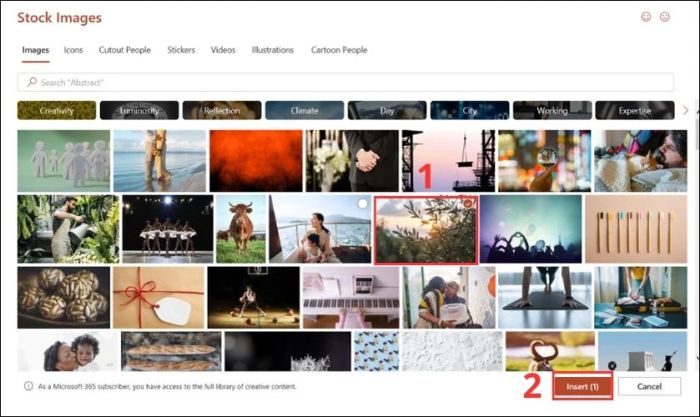 Nhấn Insert để chèn ảnh vào slide PowerPoint