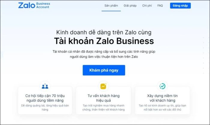 Lợi ích khi bạn đăng ký tài khoản Zalo Business.